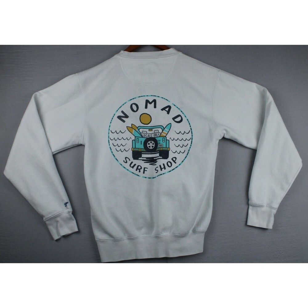Blue 84 Nomad Surf Shop Sweater XS White Large Logo Back Sweater Surfing Beach